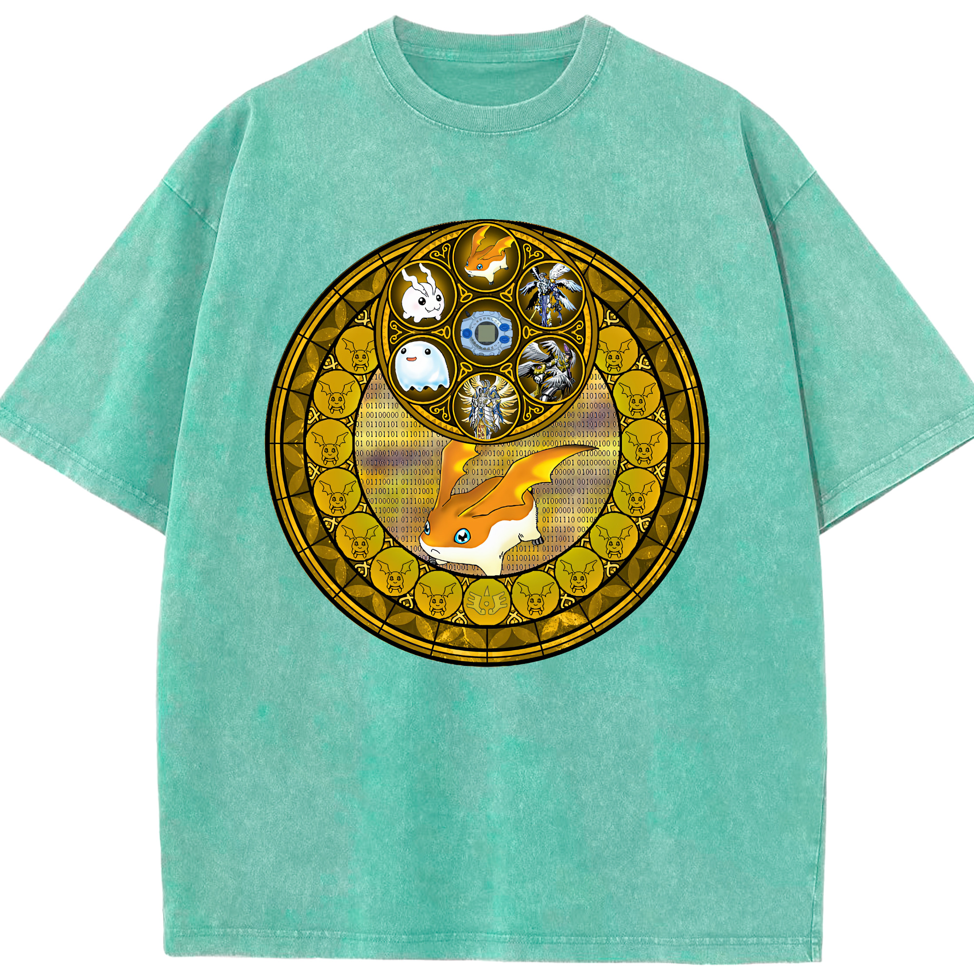 （画像用） Digimon デジタルモンスター/デジモン 綿100% ヴィンテージ風 半袖Tシャツ（フロントプリント）